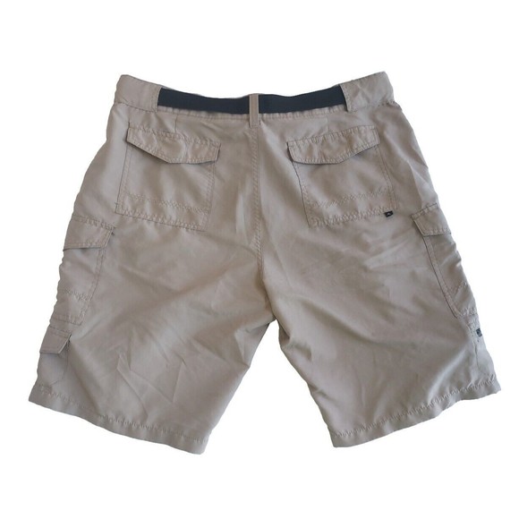 Mens Tan Denali Quick Dry Stretch Cargo 8 Pocket Hiking Shorts W/Belt Size 38 - Picture 7 of 8